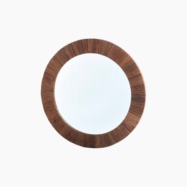 Jora Round Reclaimed Wood Mirror | Fully Assembled