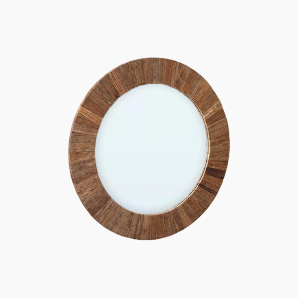 Jora Round Reclaimed Wood Mirror | Fully Assembled