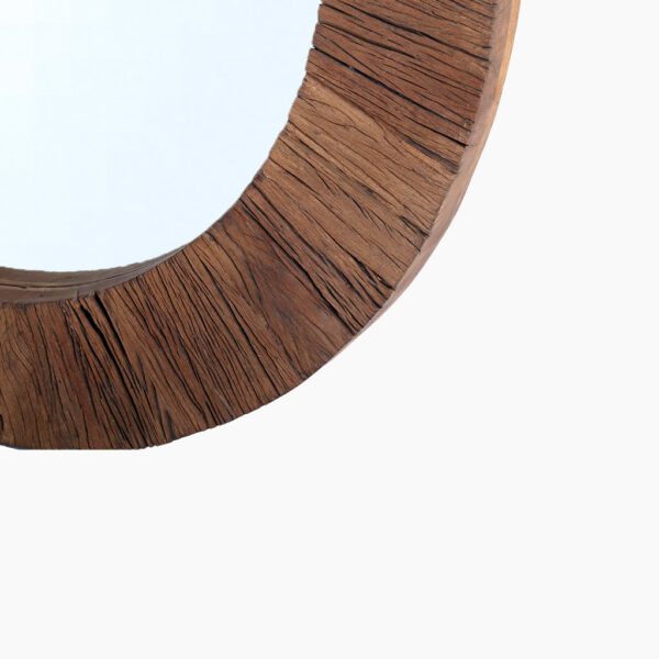 Jora Round Reclaimed Wood Mirror | Fully Assembled