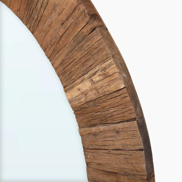 Jora Round Reclaimed Wood Mirror | Fully Assembled