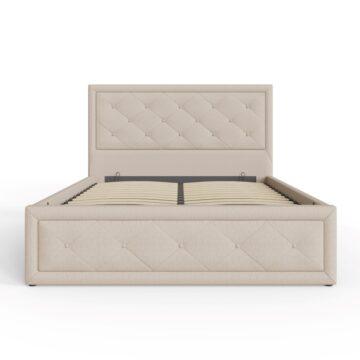 Kigali Beige 5′ King Size Ottoman Storage Bed