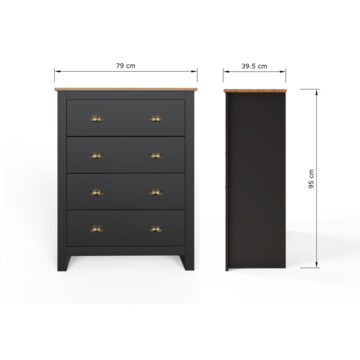 Fife Black 4 Piece Bedroom Set
