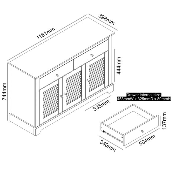 Salude Large Sideboard - Grey w/ Oak Top | Assembly Required