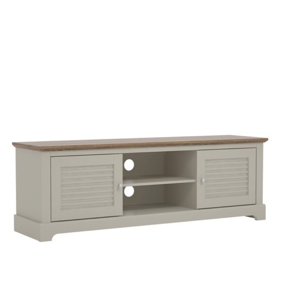 Salude TV Unit - Grey w/ Oak Top | Assembly Required