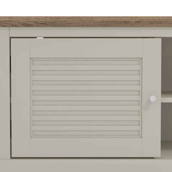 Salude TV Unit - Grey w/ Oak Top | Assembly Required