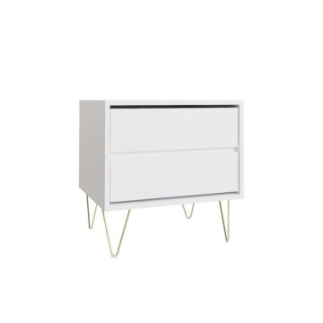 Monte White 2 Drawer Bedside Cabinet