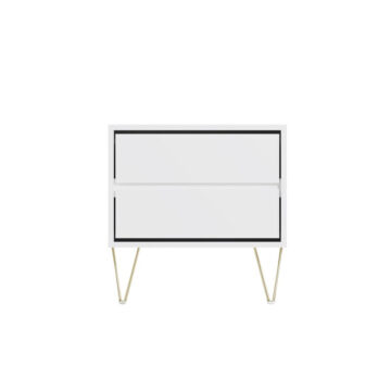 Monte White 2 Drawer Bedside Cabinet