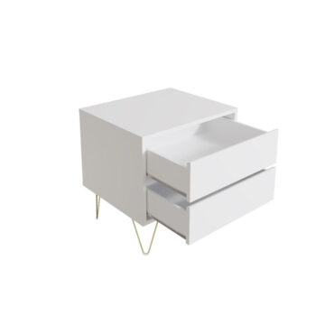 Monte White 2 Drawer Bedside Cabinet