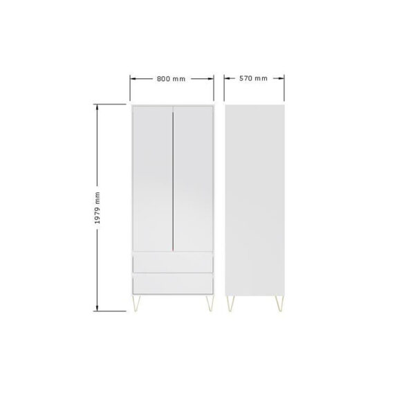 Monte 2 Door 2 Drawer Wardrobe | Assembly Required