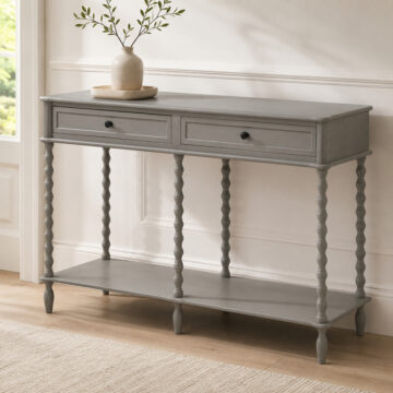 The Merebrook Grey Large 2 Drawer Console Table
