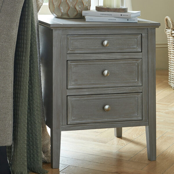 The Nurelle Collection Three Drawer Bedside Table | Self Assembly