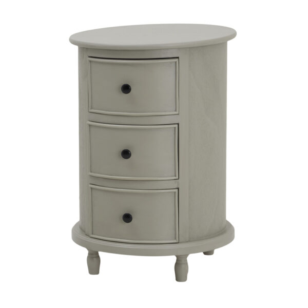 The Merebrook Collection 3 Drawer Round Side Table | Fully Assembled