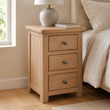 Geneva 3 Drawer Bedside Table | Oak Finish | Assembled