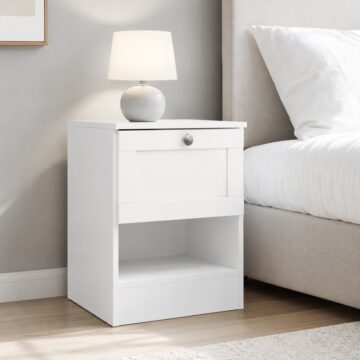 Bronte White 1 Drawer Bedside Table