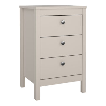 Ronda Cashmere 3 Drawer Bedside Table