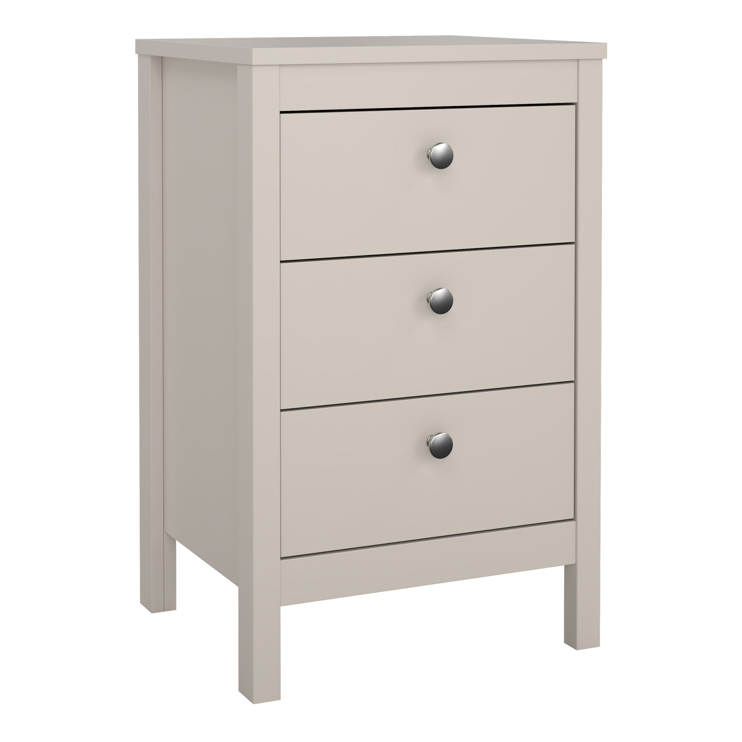 Ronda Cashmere 3 Drawer Bedside Table
