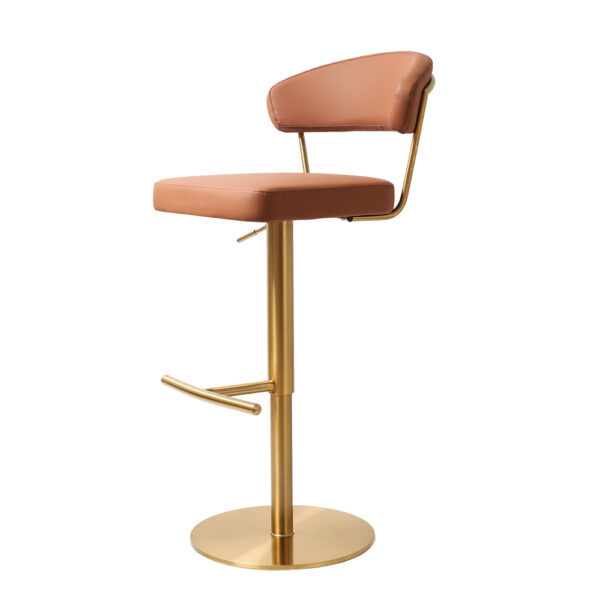 Stratus Premium Bar stool Gold Saddle Brown PU