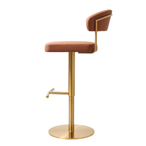 Stratus Premium Bar stool Gold Saddle Brown PU