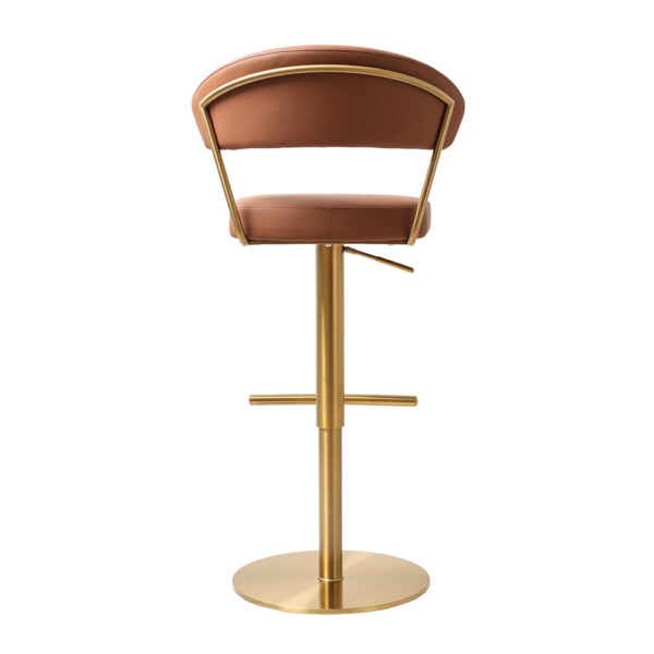 Stratus Premium Bar stool Gold Saddle Brown PU