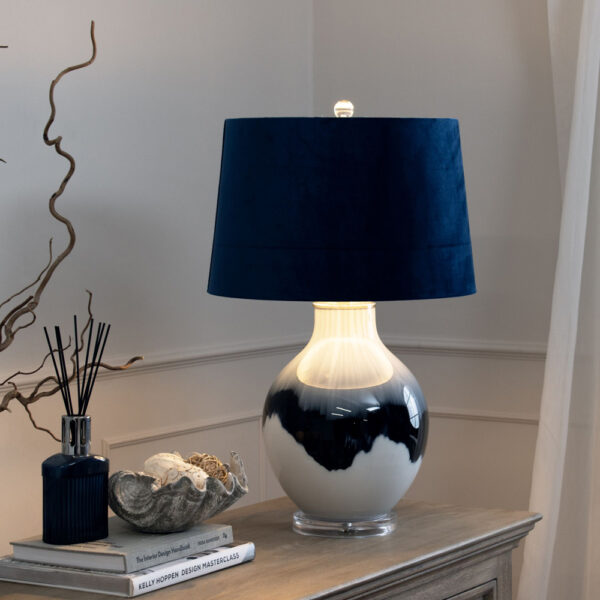 Ice Shadows Table Lamp With Navy Blue Lampshade | Self Assembly