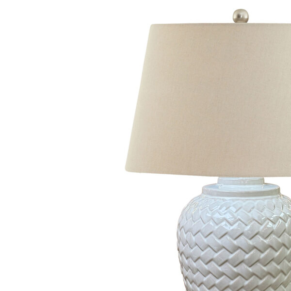Woven Ceramic Table Lamp With Linen Shade | Self Assembly