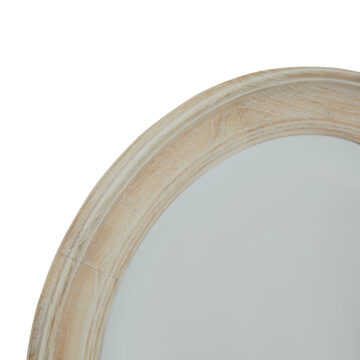 Washed Wood Round Framed Mirror | Assembled