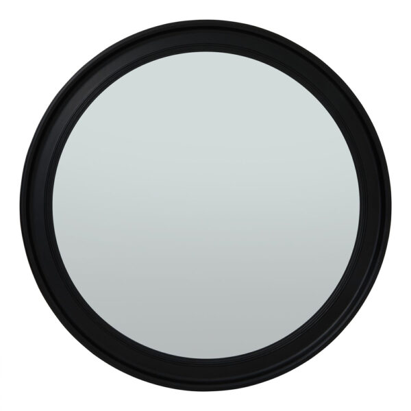 Black Wood Round Framed Large Mirror | Fully Assembled
