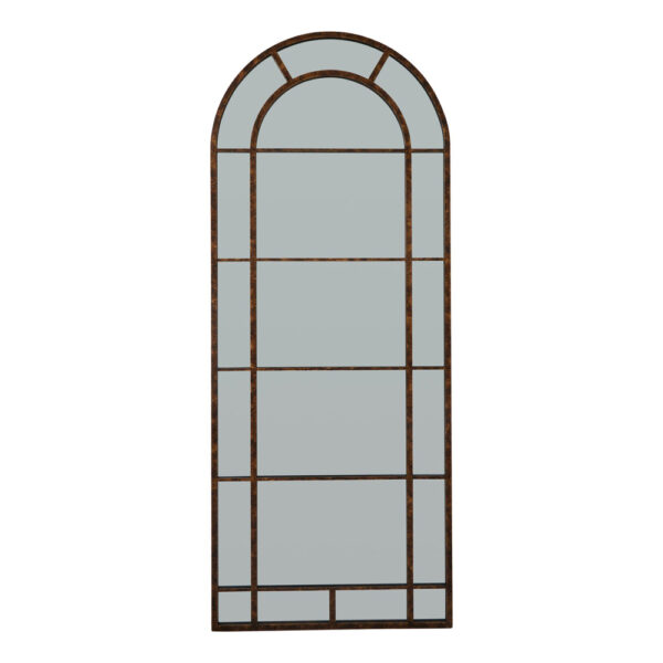 Rust Effect Large Arched Window Mirror | Fully Assembled
