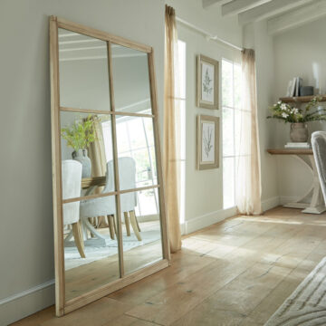 Washed Wood XL Window Mirror | Assembled