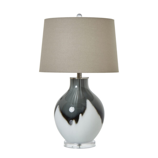 Grey Shadows Table Lamp With Linen Shade | Self Assembly