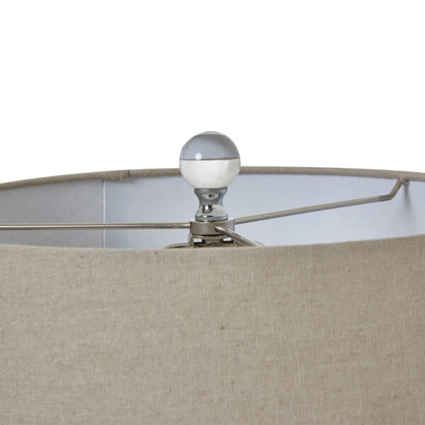 Grey Glass Table Lamp With Linen Shade | Self Assembly