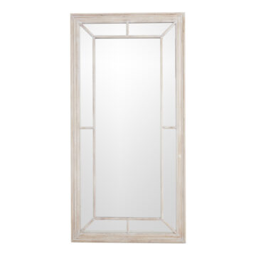 Large Washed Wood Framed Window Mirror | Assembled