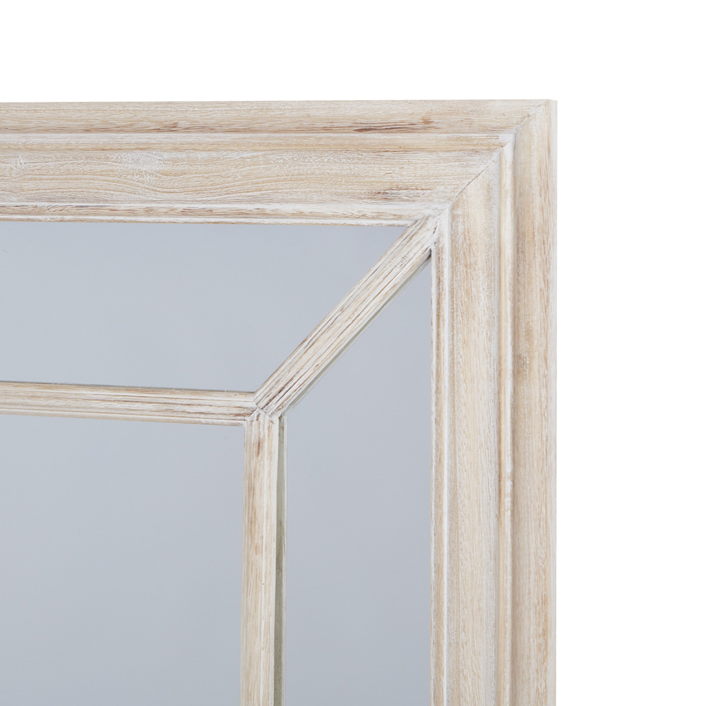 Large Washed Wood Framed Window Mirror | Assembled