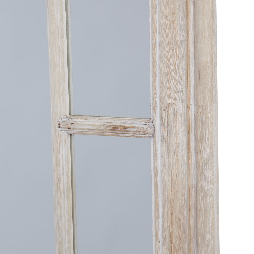 Large Washed Wood Framed Window Mirror | Assembled