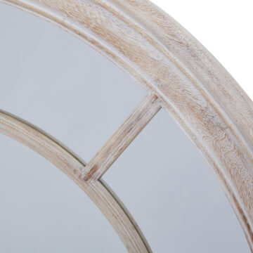 Washed Wood Framed Round Mirror | Assembled