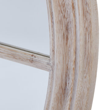 Washed Wood Framed Round Mirror | Assembled