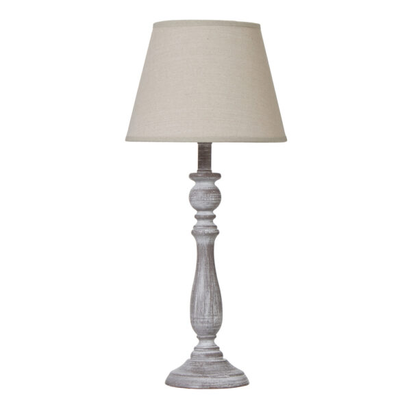 Dunum Column Table Lamp With Linen Shade | Self Assembly