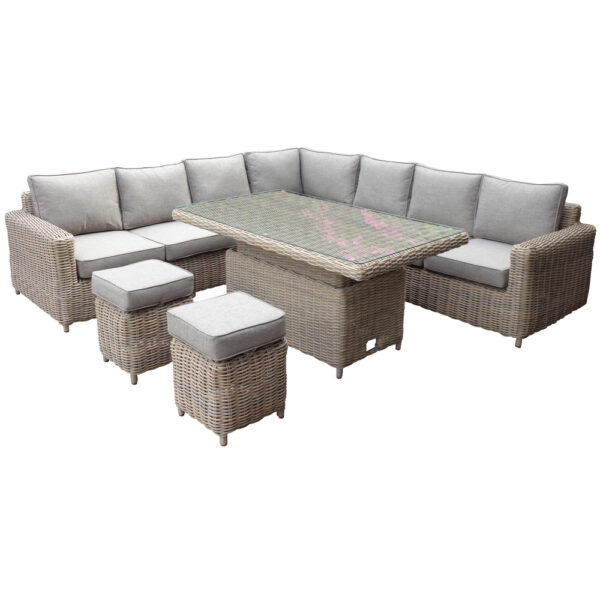 Alamo Outdoor Large Corner Set With Riser Table + 2 Stools