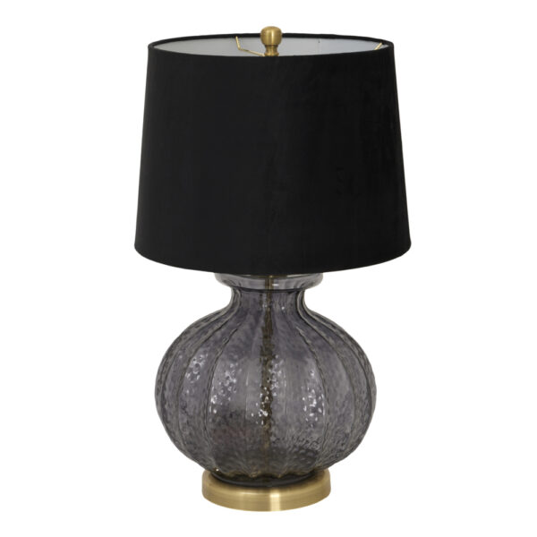 Luxton Glass Fluted Lamp With Black Velvet Shade | Self Assembly