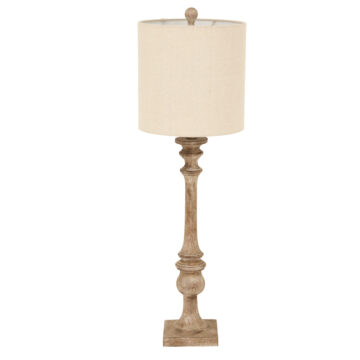 Pallido Candlestick Table Lamp With Linen Shade | Self Assembly