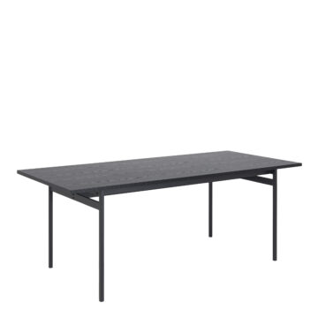 Anguson Dining Table in Black 200x74cm Included 4 Carrie Swivel Dining Chairs in Sand