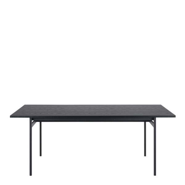 Anguson Dining Table in Black 200x74cm Included 4 Carrie Swivel Dining Chairs in Sand | Self Assembly