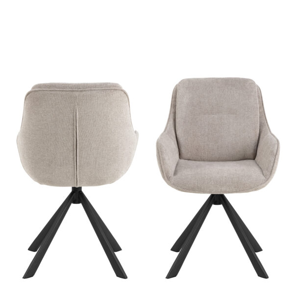 Anguson Dining Table in Black 200x74cm Included 4 Carrie Swivel Dining Chairs in Sand | Self Assembly