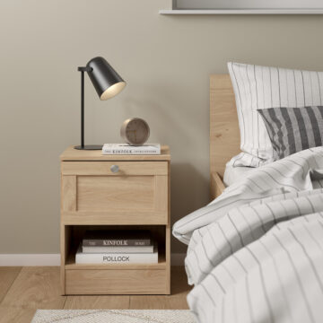 Bronte 1 Drawer Bedside Table | Oak Finish