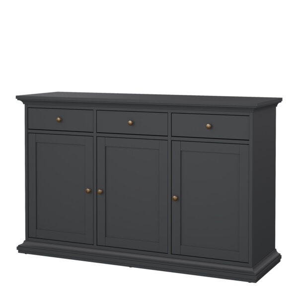 Condo Sideboard with 3 doors and 3 drawers in Matt Grey | Self Assembly