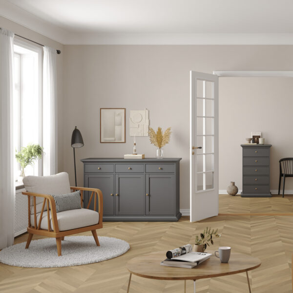 Condo Sideboard with 3 doors and 3 drawers in Matt Grey | Self Assembly