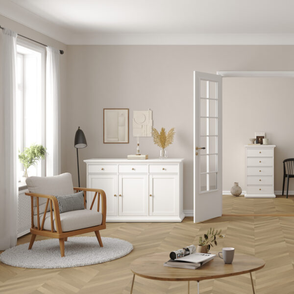 Condo Sideboard with 3 doors and 3 drawers in White | Self Assembly