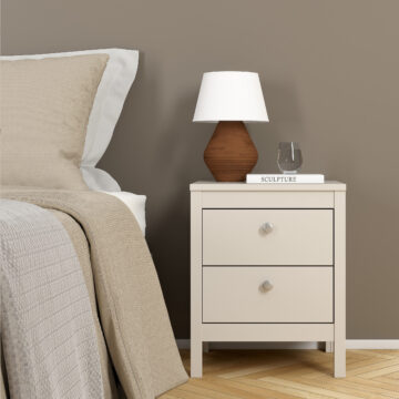 Ronda Cashmere 2 Drawer Bedside Table  | Clearance