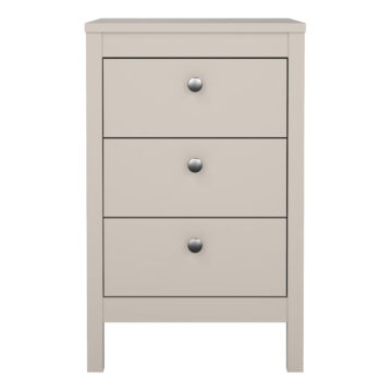 Ronda Bedside Table 3 Drawers in Cashmere