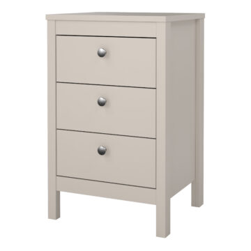 Ronda Cashmere 3 Drawer Bedside Table
